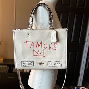 Coach X Basquiat Cream Tote with Black and Red Accents